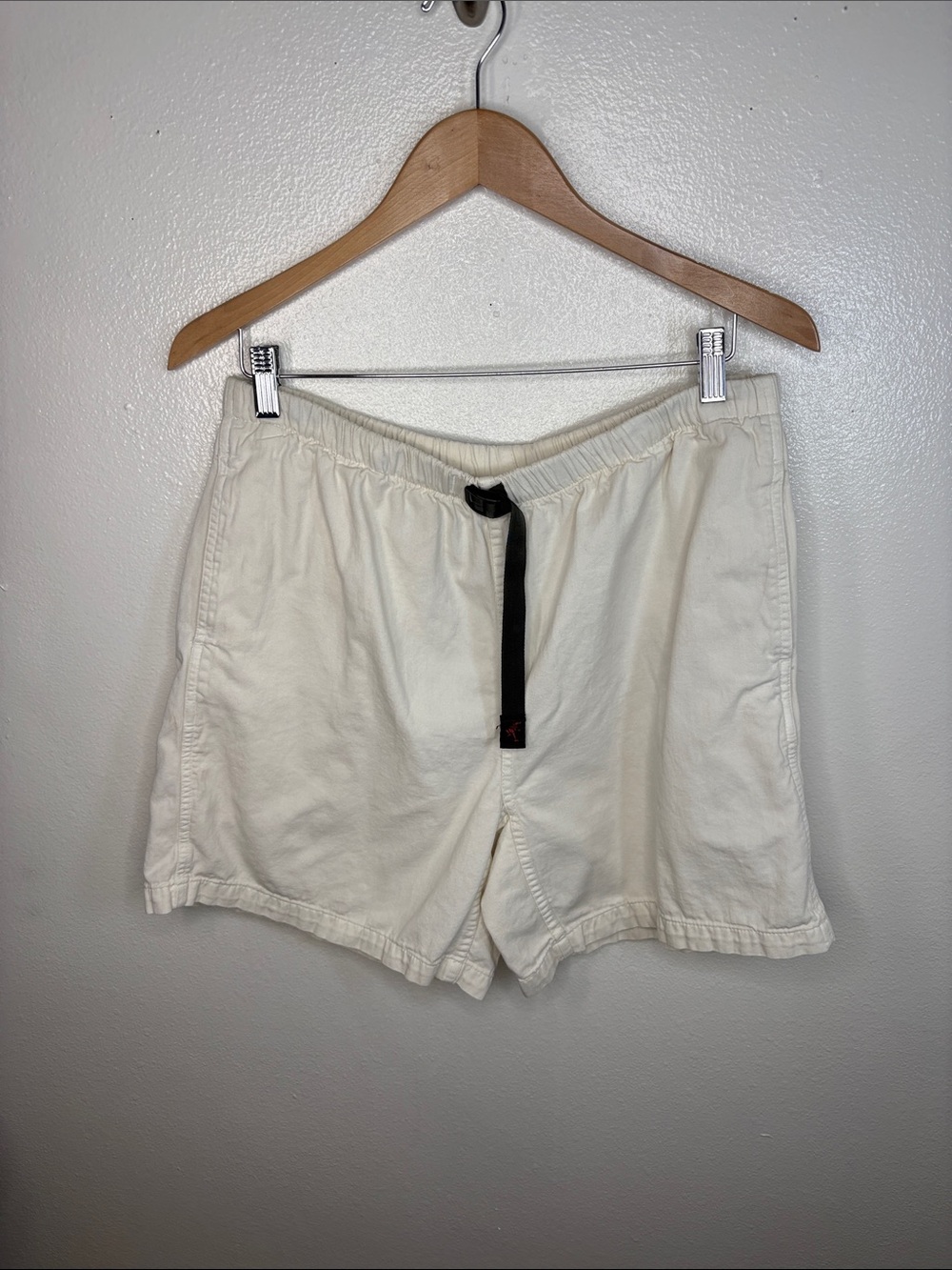 Gramicci White Cotton Cinch Waist Shorts Women Size L BLEMISH